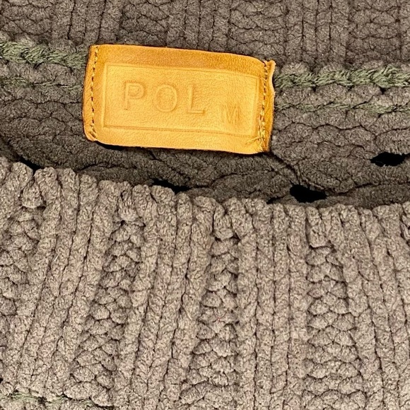 Anthropologie POL Chunky Sweater Open Weave Dark Gray Medium Zipper Accent - Picture 4 of 5